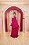 VESTIDO MUSSELINE FUCSIA COM ALÇA BORDADO EM CANUTILHO E CAPA - Imagem 3