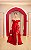 VESTIDO VERMELHO OMBRO A OMBRO DRAPEADO E SAIA COM FOLHO EM ZIBELINE - Imagem 5