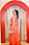 VESTIDO LONGO ORGANZA DE SEDA CORAL BUSTO REGATA SAIA EM CAMADAS DIAGONAIS - Imagem 2