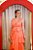 VESTIDO LONGO ORGANZA DE SEDA CORAL BUSTO REGATA SAIA EM CAMADAS DIAGONAIS - Imagem 3