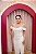 VESTIDO TUBINHO CREPE BRANCO MIDI OMBRO A OMBRO COM ALÇA FINA BUSTO DRAPEADO COM CINTO FIVELA - Imagem 3