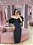 VESTIDO MIDI PRETO TAFETÁ MANGAS BUFANTES OMBRO A OMBRO - Imagem 2