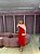VESTIDO MIDI VERMELHO COM PALA ROSÊ ASSIMÉTRICO BICOLOR - Imagem 1