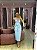 VESTIDO MIDI AZUL CLARO DECOTE CORAÇÃO LAÇO EM CREPE - Imagem 1