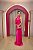 VESTIDO PINK CETIM DE SEDA CORTE RETO DECOTE DEGAGE COSTA NUA - Imagem 3
