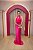 VESTIDO PINK CETIM DE SEDA CORTE RETO DECOTE DEGAGE COSTA NUA - Imagem 1