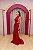 VESTIDO VERMELHO CREPE GOLA ALTA DECOTE LATERAL E COSTAS COM DETALHE ESTRUTURADO - Imagem 2