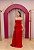 VESTIDO TOMARA QUE CAIA EM CREPE VERMELHO COM FOLHO LATERAL - Imagem 1