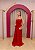 VESTIDO TOMARA QUE CAIA EM CREPE VERMELHO COM FOLHO LATERAL - Imagem 3