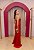 VESTIDO TOMARA QUE CAIA EM CREPE VERMELHO COM FOLHO LATERAL - Imagem 4