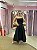 VESTIDO MIDI PRETO EM ZIBELINE CORTE EVASÊ TOMARA QUE CAIA COM PONTEIRAS - Imagem 1