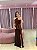 VESTIDO TOMARA QUE CAIA MARROM/ MOCHA MOUSSE EM CREPE COM DETALHE EM CETIM DE SEDA - Imagem 1