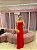 VESTIDO VERMELHO MUSSELINE BUSTO DRAPEADO ALCINHA COM FLORES PENDURADAS - Imagem 2