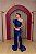 VESTIDO AZUL ROYAL ACETINADO OMBRO UNICO BABADO CORPO DRAPEADO COM FENDA - Imagem 1