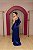 VESTIDO AZUL ROYAL ACETINADO OMBRO UNICO BABADO CORPO DRAPEADO COM FENDA - Imagem 2