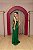 VESTIDO VERDE ESMERALDA CREPE PREMIUM COM FENDA E DETALHE BORDADO NAS COSTAS - Imagem 2
