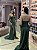 VESTIDO VERDE ESMERALDA CREPE PREMIUM COM FENDA E DETALHE BORDADO NAS COSTAS - Imagem 1