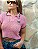 Blusa Cropped Crochê Rosa Feminina - Imagem 1