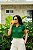 Blusa Cropped Crochê Verde Feminina - Imagem 2