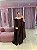 VESTIDO ZIBELINE MARROM COM CAPA REMOVIVEL EM MUSSELINE - Imagem 1