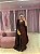 VESTIDO ZIBELINE MARROM COM CAPA REMOVIVEL EM MUSSELINE - Imagem 2