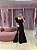 VESTIDO OMBRO A OMBRO FOLHO EM ZIBELINE PRETO COM FENDA - Imagem 2