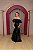 VESTIDO OMBRO A OMBRO FOLHO EM ZIBELINE PRETO COM FENDA - Imagem 1