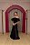 VESTIDO OMBRO A OMBRO FOLHO EM ZIBELINE PRETO COM FENDA - Imagem 4