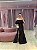 VESTIDO OMBRO A OMBRO FOLHO EM ZIBELINE PRETO COM FENDA - Imagem 1