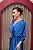 VESTIDO ARTE SACRA CLASSIC BLUE AZUL SEDA MANGA LONGA FECHAMENTO TRANSPASSADO - Imagem 2