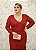 VESTIDO VERMELHO NY MANGAS COMPRIDAS BORDADO E COSTAS FECHADA - Imagem 3