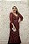 VESTIDO PS MARSALA BORDADO COM MANGA DE TULE - Imagem 1