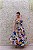 VESTIDO MIDI OMBRO A OMBRO ESTAMPADO DE FOLHOS MARRÔ - Imagem 1