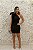 VESTIDO CURTO PRETO DE PAETÊ OMBRO ÚNICO DE LAÇO - Imagem 1