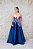 VESTIDO AZUL MARINHO PRINCESA COM BUSTO ROSÊ BORDADO - Imagem 1