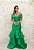 VESTIDO VERDE ESMERALDA OMBRO A OMBRO COM PREGAS CAMADAS ZIBELINE - Imagem 1