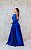 VESTIDO AZUL ROYAL PRINCESA DE MANGAS COMPRIDAS BORDADAS E FENDA - Imagem 2
