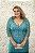 VESTIDO VERDE TURQUESA TODO BORDADO COM MANGA EM TULE - Imagem 3