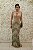 VESTIDO NY VERDE E NUDE NY COM DECOTE OVAL E GOLA ALTA - Imagem 1