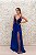 VESTIDO AZUL ROYAL COM BUSTO BORDADO COM SAIA EM TULE E FENDA - Imagem 1