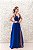 VESTIDO AZUL ROYAL COM BUSTO BORDADO COM SAIA EM TULE E FENDA - Imagem 4