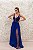 VESTIDO AZUL ROYAL COM BUSTO BORDADO COM SAIA EM TULE E FENDA - Imagem 2
