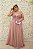 VESTIDO PS ROSÊ COM BUSTO BORDADO SAIA GODÊ COM FENDA - Imagem 1