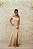 VESTIDO DOURADO NUDE OMBRO A OMBRO COM FENDA - Imagem 1