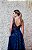 VESTIDO AZUL MARINHO PRINCESA COM BUSTO BORDADO E SAIA BROCADA - Imagem 3