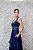 VESTIDO AZUL MARINHO PRINCESA COM BUSTO BORDADO E SAIA BROCADA - Imagem 5