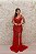 VESTIDO VERMELHO EM PEDRARIA COM COSTA EM TULE E FENDA - Imagem 1