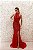 VESTIDO VERMELHO TODO EM PEDRARIA COM CINTO LATERAL E GOLA ALTA - Imagem 3