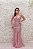 VESTIDO ROSA CLARO TODO EM PEDRARIA COM FENDA E GOLA ALTA - Imagem 3