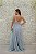 VESTIDO AZUL DE RENDA COM TIRAS VAZADAS NA CINTURA - Imagem 3